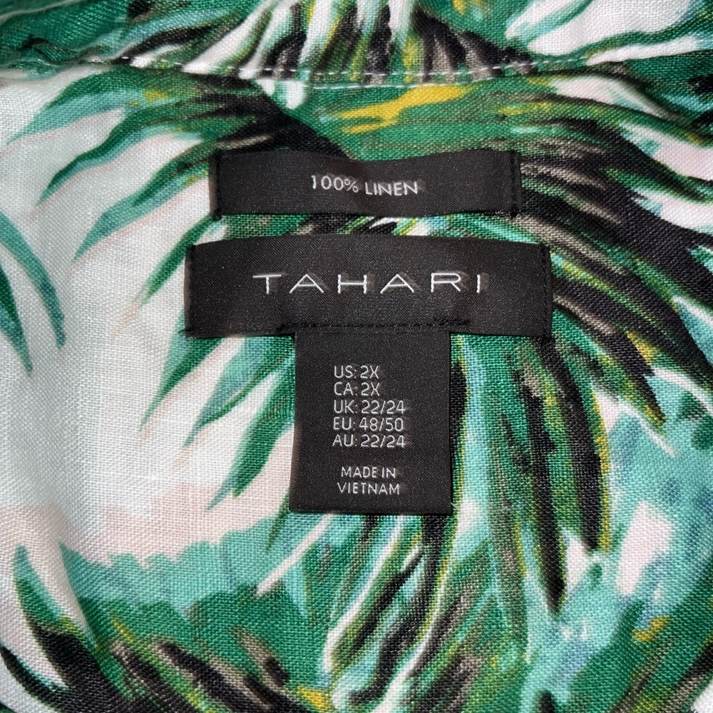 Tahari Tropical Green Leaf Print Blouse - Picture 3 of 5